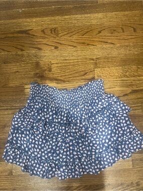 aerie Blue Floral Smocked Tiered Skirt